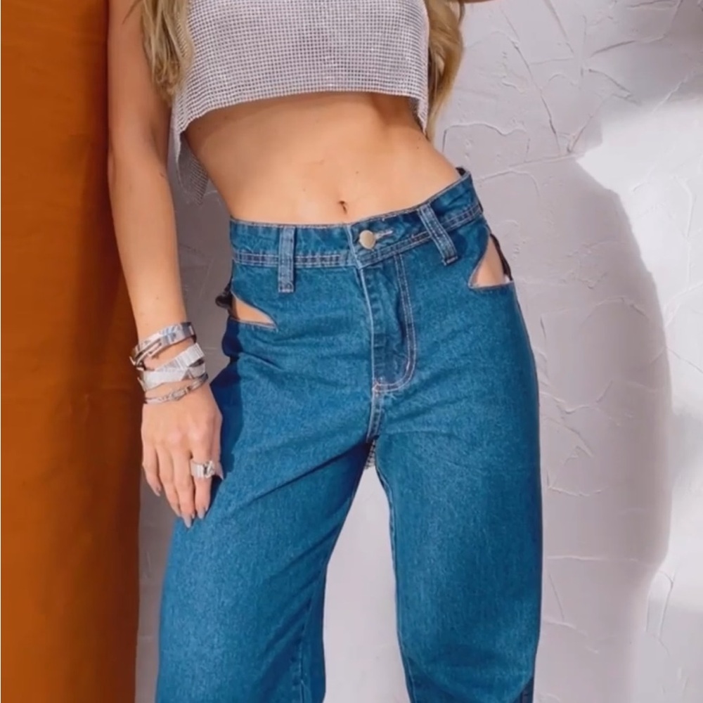 Metallic Mesh Crop Tops - Picture 2 of 3
